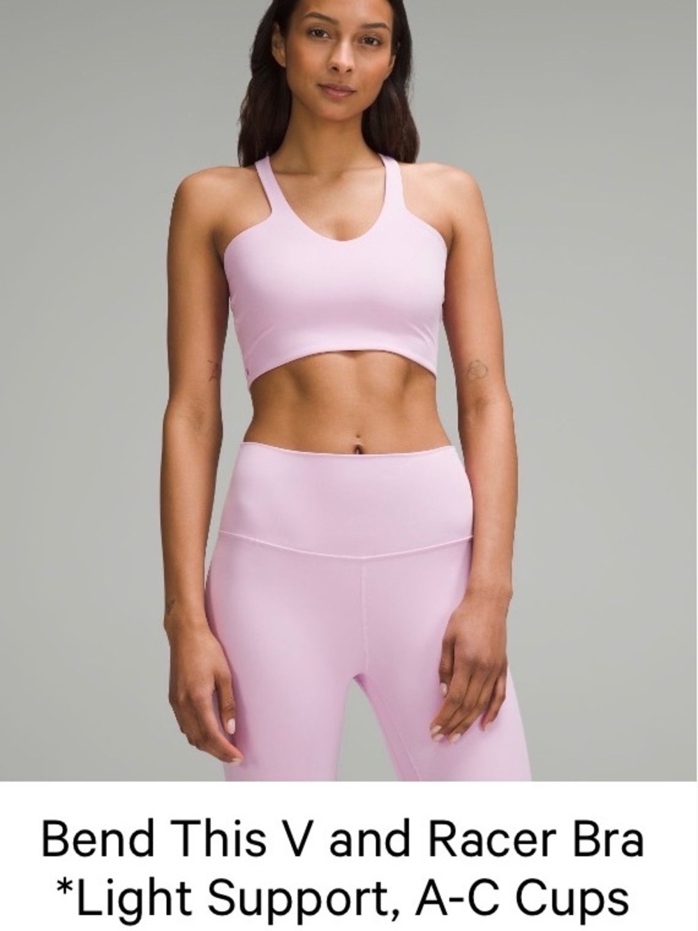 Light Pink V-Neck Racer Sports Bra - Unknown Brand